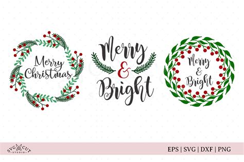 Christmas Wreath SVG Files By SVG Cut Studio | TheHungryJPEG