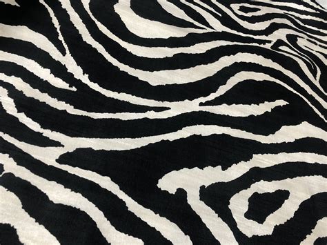 African BLACK & WHITE Zebra Stripes Print Linen Look Cotton Fabric Furnishing Curtain Upholstery ...