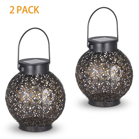 Tomshine Metal Solar Outdoor Hanging Lanterns (2 Pieces) - Walmart.com