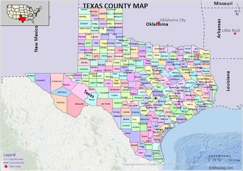 Texas County Map, List of Counties in Texas with Seats - Whereig.com