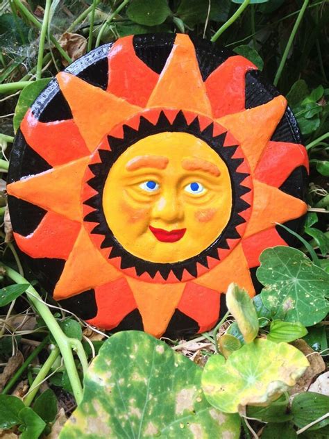 Handcrafted round cement Mayan Sun plaque wall sculpture garden yard patio art #Handcrafted in ...