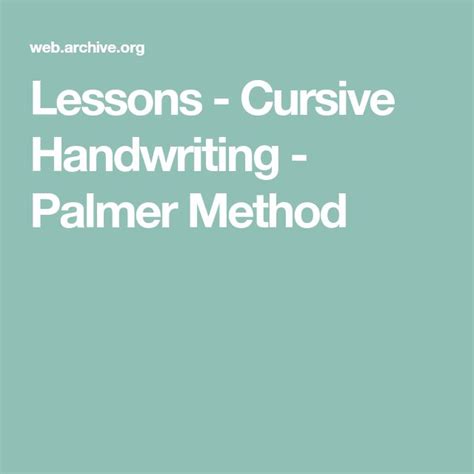 Lessons - Cursive Handwriting - Palmer Method | Cursive handwriting, Palmer method, Handwriting ...