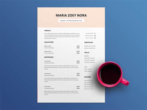 Free Credit Representative Resume Template with Example for Job Seeker