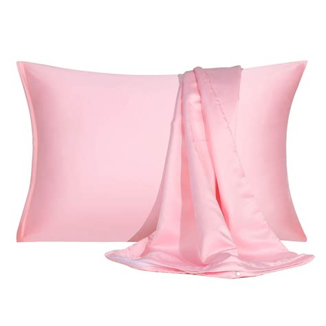 Satin Pillowcase with Zipper King Size Set of 2 Silky Sateen Pillow ...