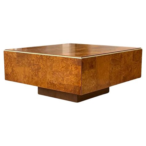 Midcentury Burl Wood and Brass Coffee Table For Sale at 1stDibs ...