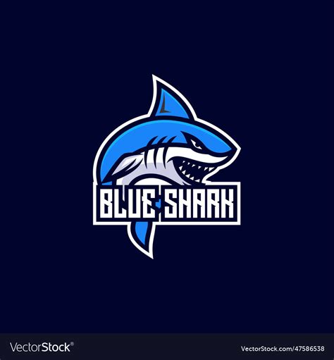 Logo blue shark simple mascot style Royalty Free Vector