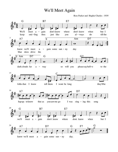 We'll Meet Again (Leadsheet) Sheet music for Piano (Solo) | Musescore.com