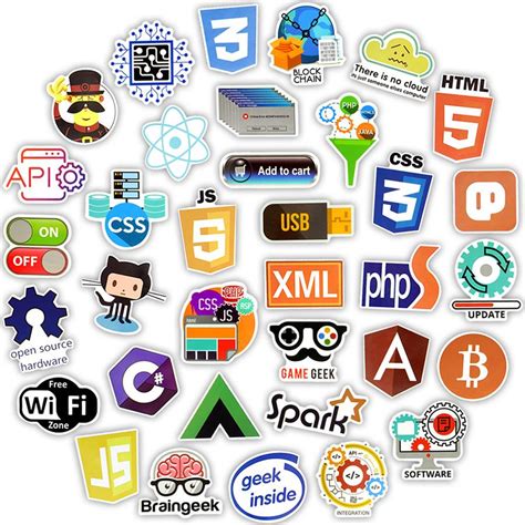 Buy 100 PCS Internet Programming Language Stickers Java Html Logo Funny ...