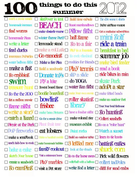 summer to do list - this way when people ask me what I did this summer ...