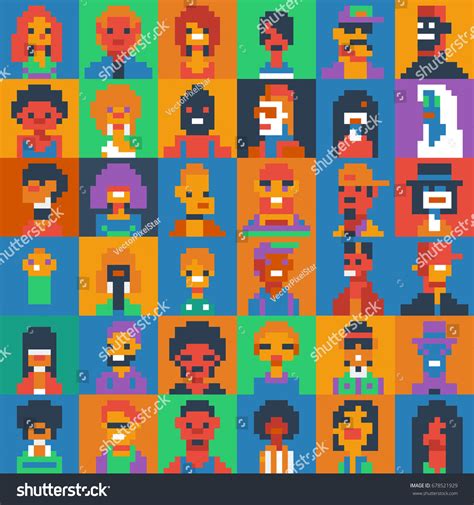 Pixel Art People Characters Set Various Stock Vector (Royalty Free ...