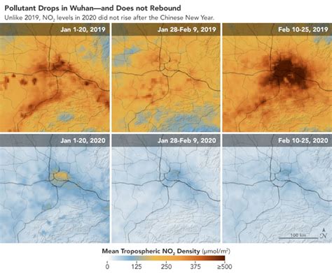 NASA maps show the effect of a quarantine on air pollution