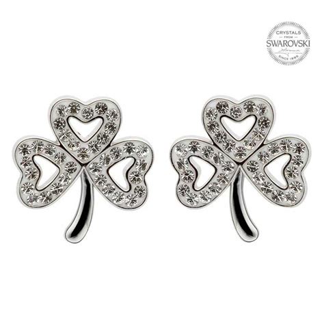 Shamrock Stud Earrings with Swarovski Crystals - Molly Gallivans