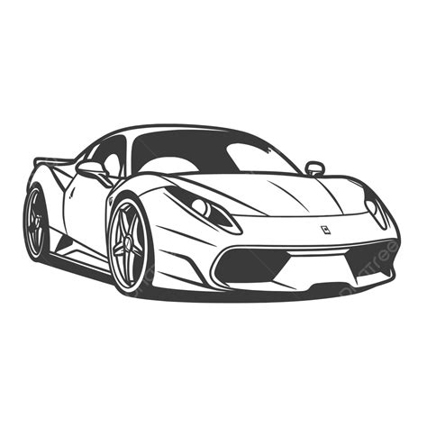 Black White Ferrari Sports Car Outline Sketch Drawing Vector, Car Drawing, Wing Drawing, Sports ...