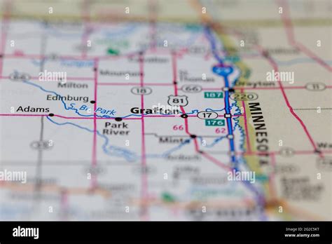 Grafton North Dakota USA shown of a Road map or Geography map Stock ...