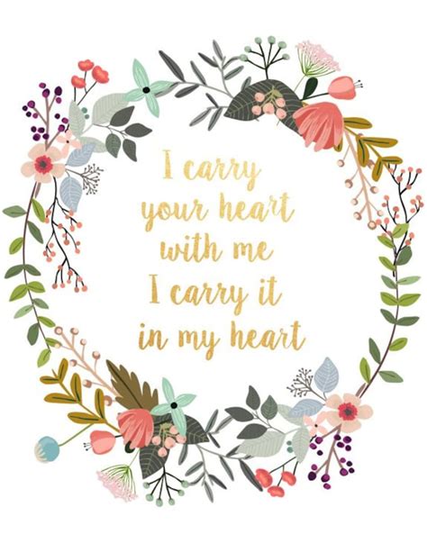 I Carry Your Heart With Me Printable Art Inspirational | Etsy