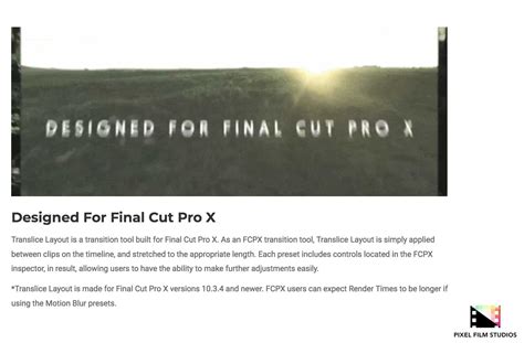 TranSlice Layout was released by Pixel Film Studios for FCPX