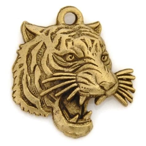 Pewter-18mm Tiger Pendant-Antique Gold-Quantity 1 | Tiger pendant, Antique gold, Antiques