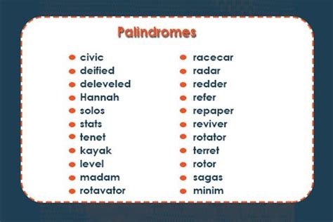 Letter Palindromes List