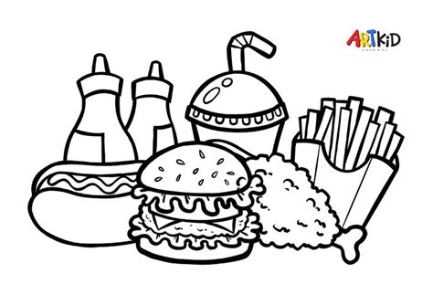 Fast Food Set | Free printable coloring pages | Free printable coloring ...