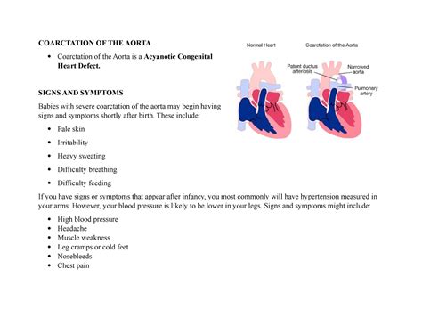 Coarctation of the Aorta - SIGNS AND SYMPTOMS Babies with severe coarctation of the aorta may ...