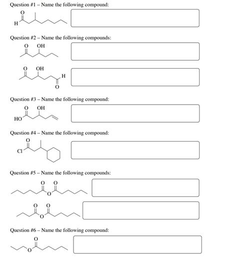 Solved Question #1 - Name the following compound: Question | Chegg.com