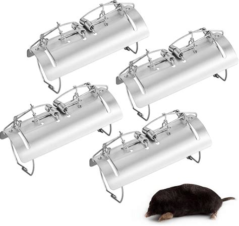 Amazon.com : 4 Pack Tunnel Mole Trap Gopher Trap Metal Tactical Vole Traps Outdoor Reusable ...