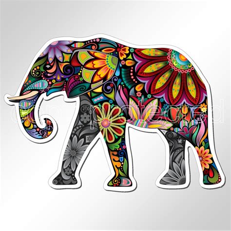 Elephant Colorful Vinyl Stickers / Car Sticker / Laptop | Etsy