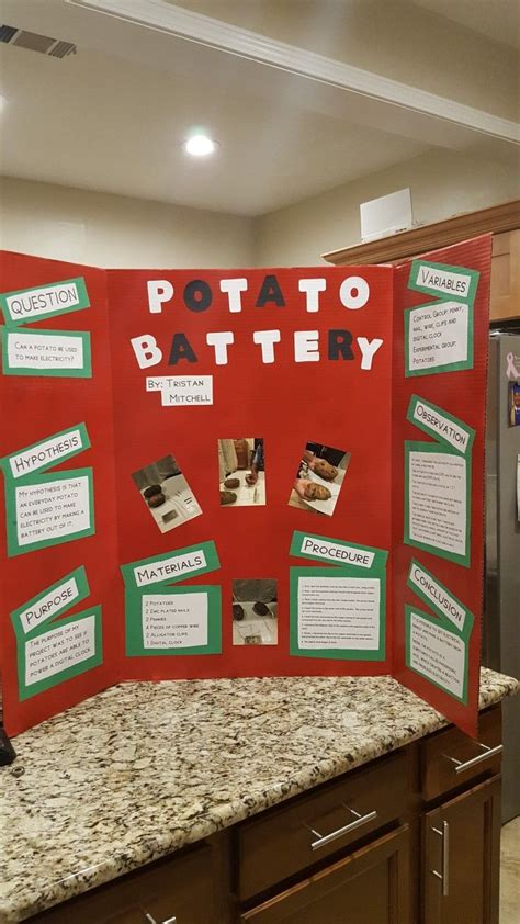 Potato Battery science fair project board. | Science fair projects ...