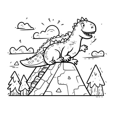 Premium Vector | Coloring pages for children Cute cartoon dinosaur in ...