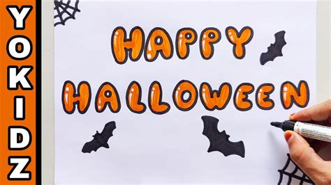 How To Write Happy Halloween In Bubble Letters - YouTube