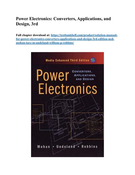 Solution manual for power electronics converters applications and design 3rd edition ned mohan ...