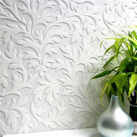 High Leaf Paintable Textured Vinyl Wallpaper - Contemporary - Wallpaper ...