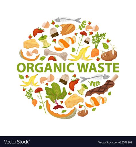 Round template organic waste theme collection Vector Image