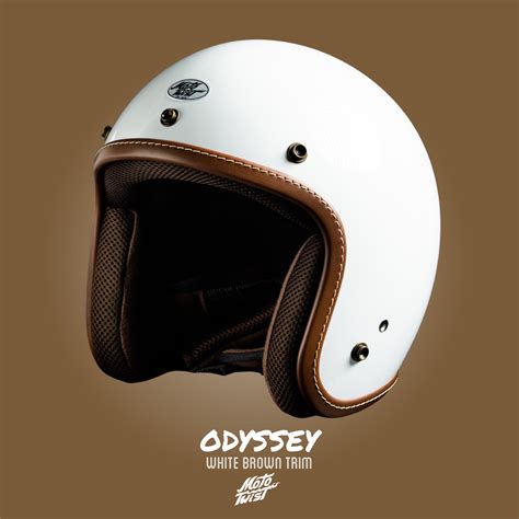 MOTOTWIST หมวกกันน็อคแบรนด์ไทยงานคุณภาพ รุ่น ODYSSEY สีขาว น้ำตาลเดินด้าย ไซส์ S-XXL | Lazada.co.th