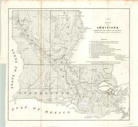 Map of Louisiana Representing the Several Land Districts | Curtis Wright Maps