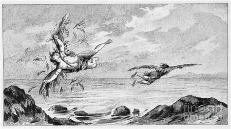 Icarus And Daedalus, 1887. Artist Drawing by Print Collector - Fine Art ...