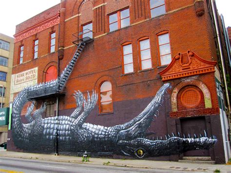 ROA's graffiti at 209 Mitchell Street, Atlanta, Georgia, 2012 ...