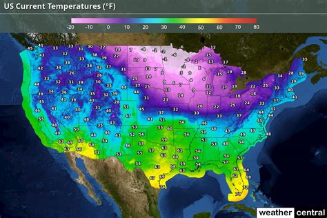 US Current Temperatures Map