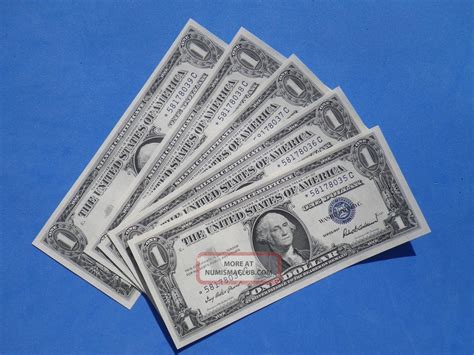 5 1957 Silver Certificate Star Notes / Consecutive And Uncirculated