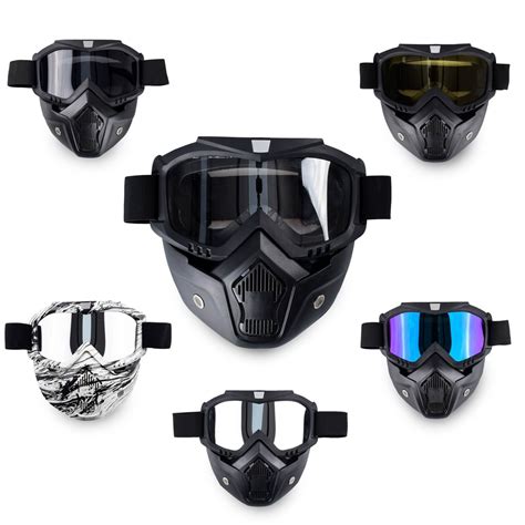 Motorcycle Goggle Mask Detachable Uni Mask with Goggles | Shopee ...