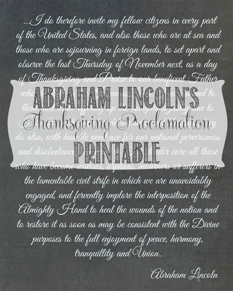 Abraham Lincoln's Thanksgiving Proclamation Printable - Domestically ...