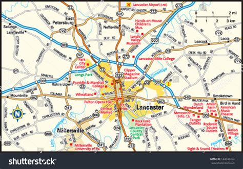 Lancaster Pennsylvania Area Map Stock Vector (Royalty Free) 144640454 | Shutterstock