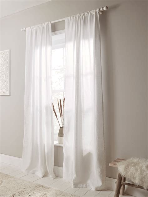 Washed Linen Curtain Pair - White | White linen curtains, Linen curtains living room, Linen curtains