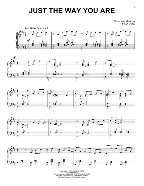 Billy Joel "Just The Way You Are [Jazz version]" Sheet Music Notes ...