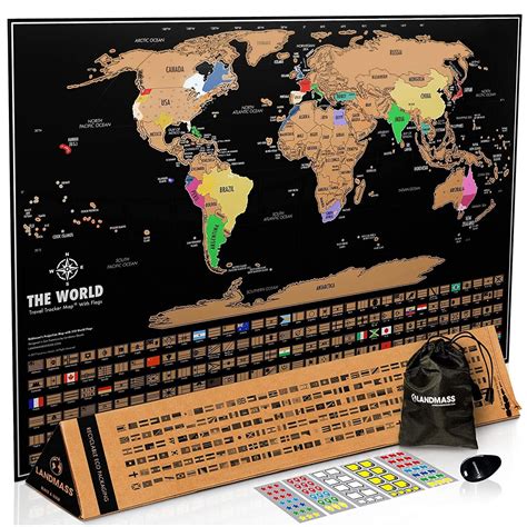 Buy Deluxe 17x24 Scratch Off World - Vibrant Gold Foil Travel Tracker ...