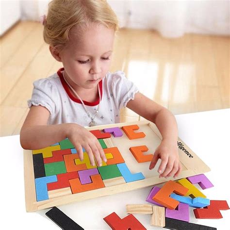 Colorful Children Jigsaw Puzzle Toy , Brain Teaser like Tetris Game | Kids wooden puzzles ...