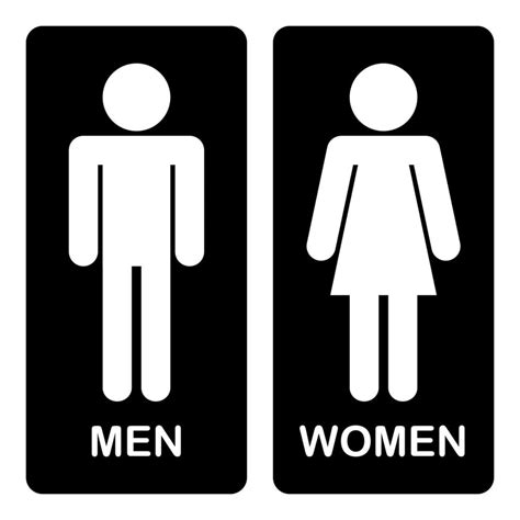 male and female toilet restroom sign logo black background silhouette with text men and women ...