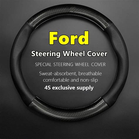 For Ford Car Steering Wheel Cover Carbon Fiber Napa Leather Fit Ranger Focus F150 Mk4 Mondeo ...