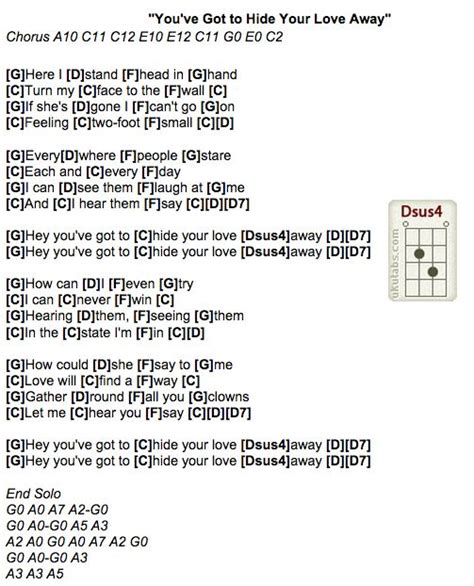 You've Got to Hide Your Love Away (The Beatles) Ukulele Chords | Guitar chords and lyrics ...