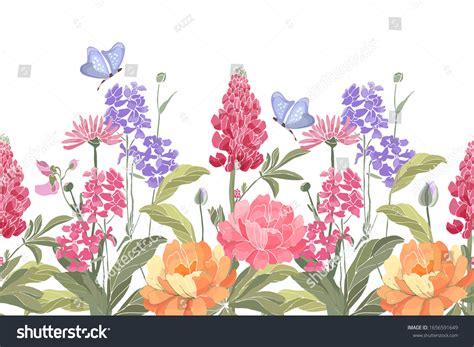 Vector Floral Seamless Border Spring Flowers Stock Vector (Royalty Free ...